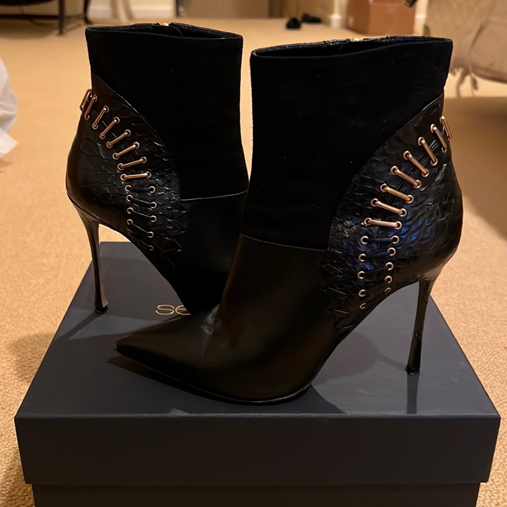 Sergio Rossi Royal + Pitone Millennium Lux Nero Heels